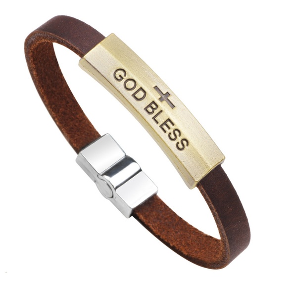 Jewelry - GOD BLESS Leather Bracelet